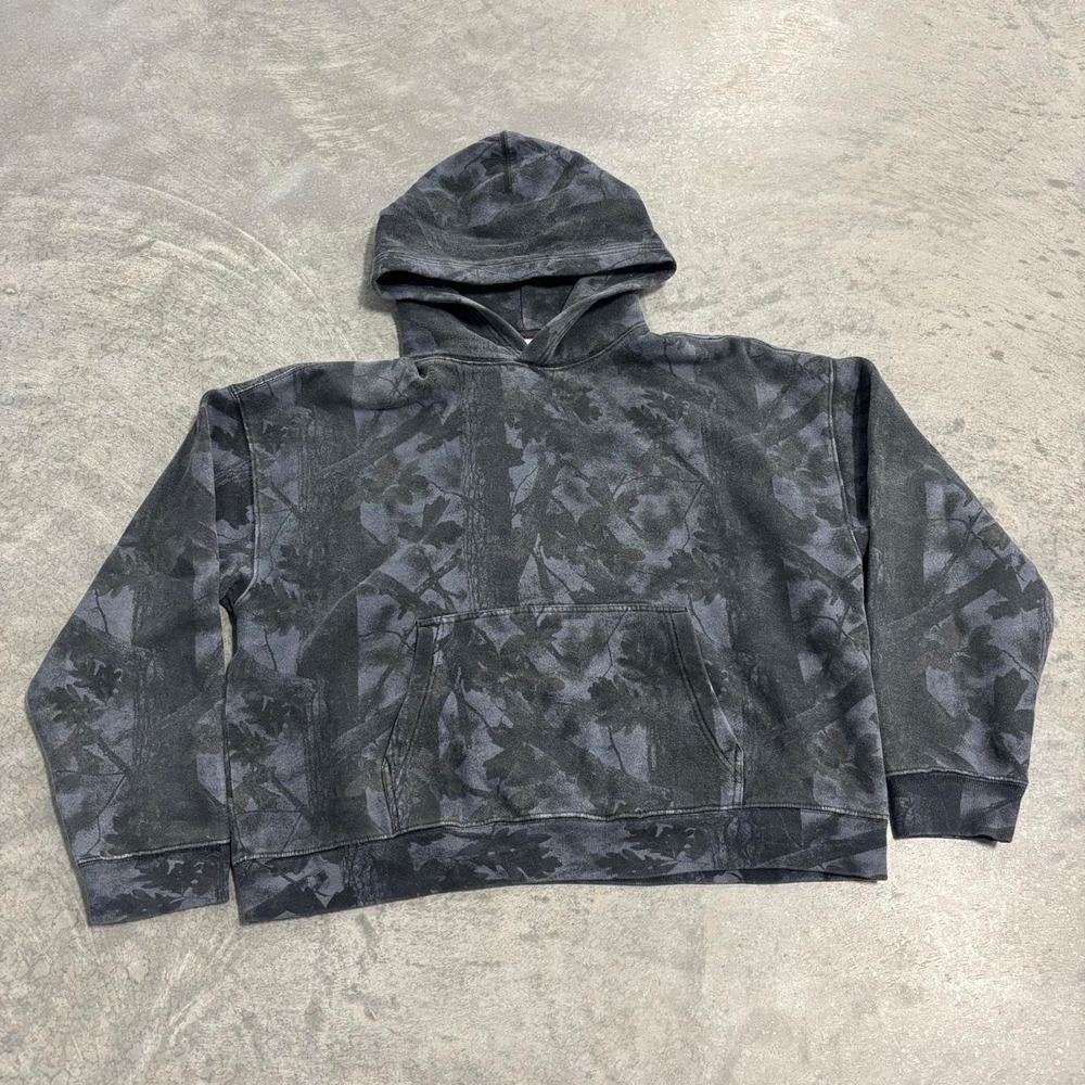 Aéropostale Black & Gray Camo Hoodie Womens Large Boxy Fit Cloud Soft